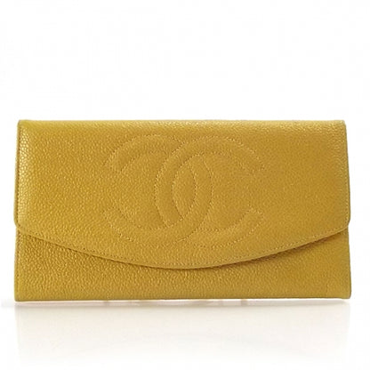 Chanel Caviar CC Double Flap Wallet Mustard 1 of 10