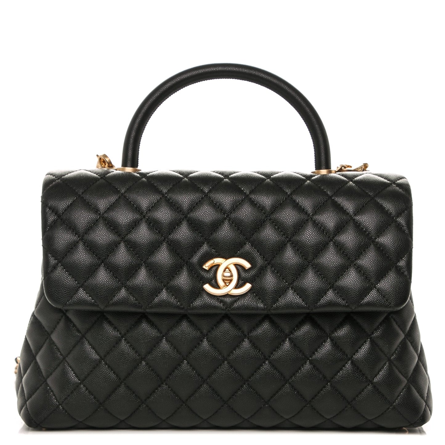 Caviar Quilted Medium Coco Handle Flap Black