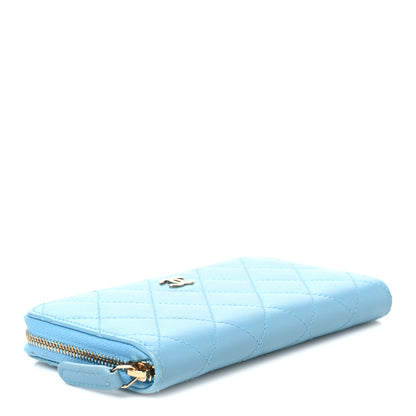 Chanel Lambskin Quilted Medium Zip Around Wallet Blue 4 of 8