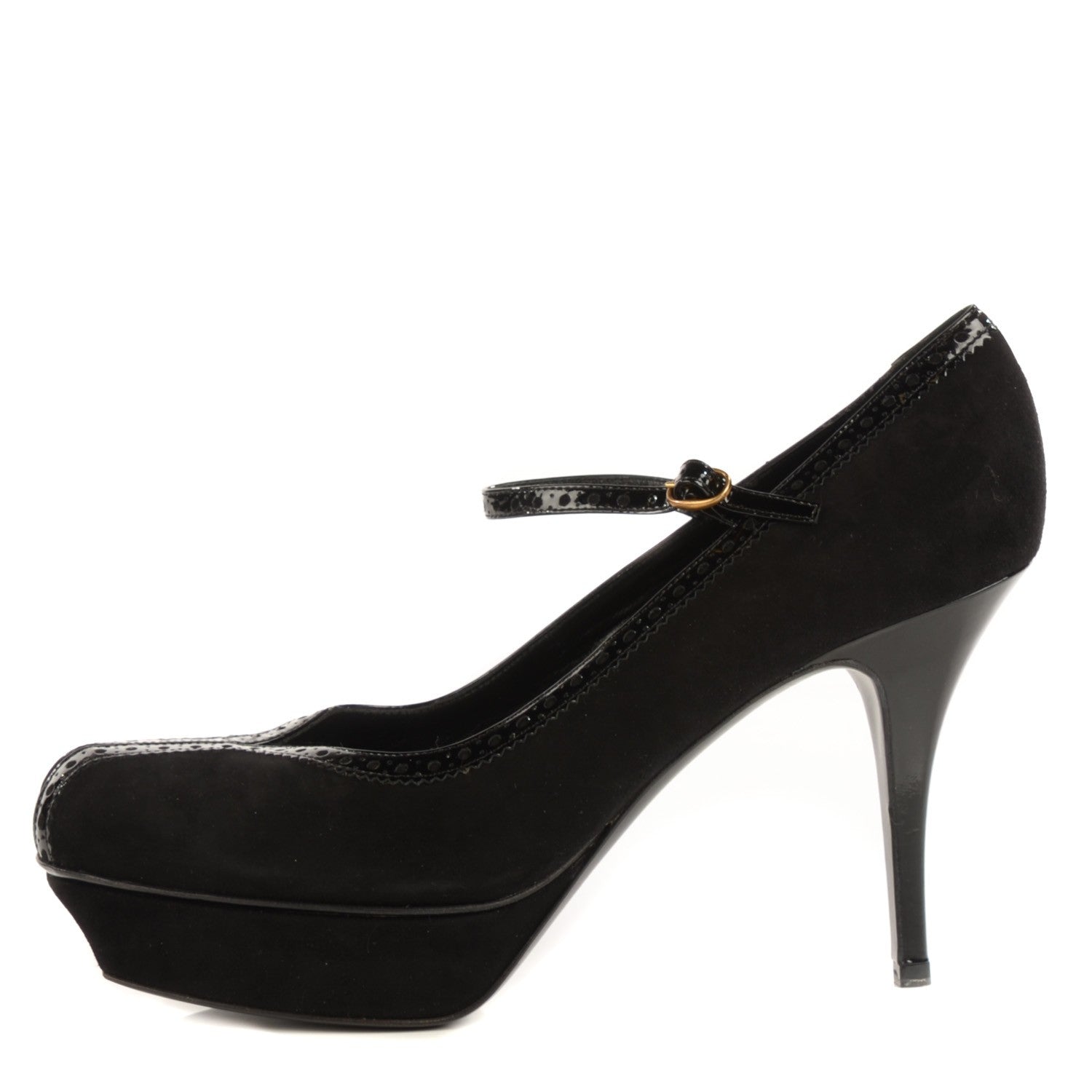 Saint Laurent Suede Patent Mary Jane Tribute 75 Platform Pumps 42 Black 1 of 7
