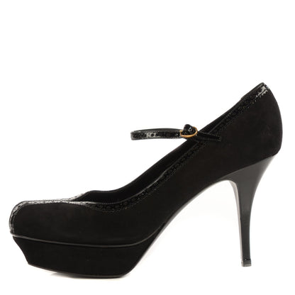 Saint Laurent Suede Patent Mary Jane Tribute 75 Platform Pumps 42 Black 1 of 7