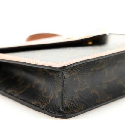 Celine Triomphe Canvas Calfskin Wallet on Chain Tan 9 of 10