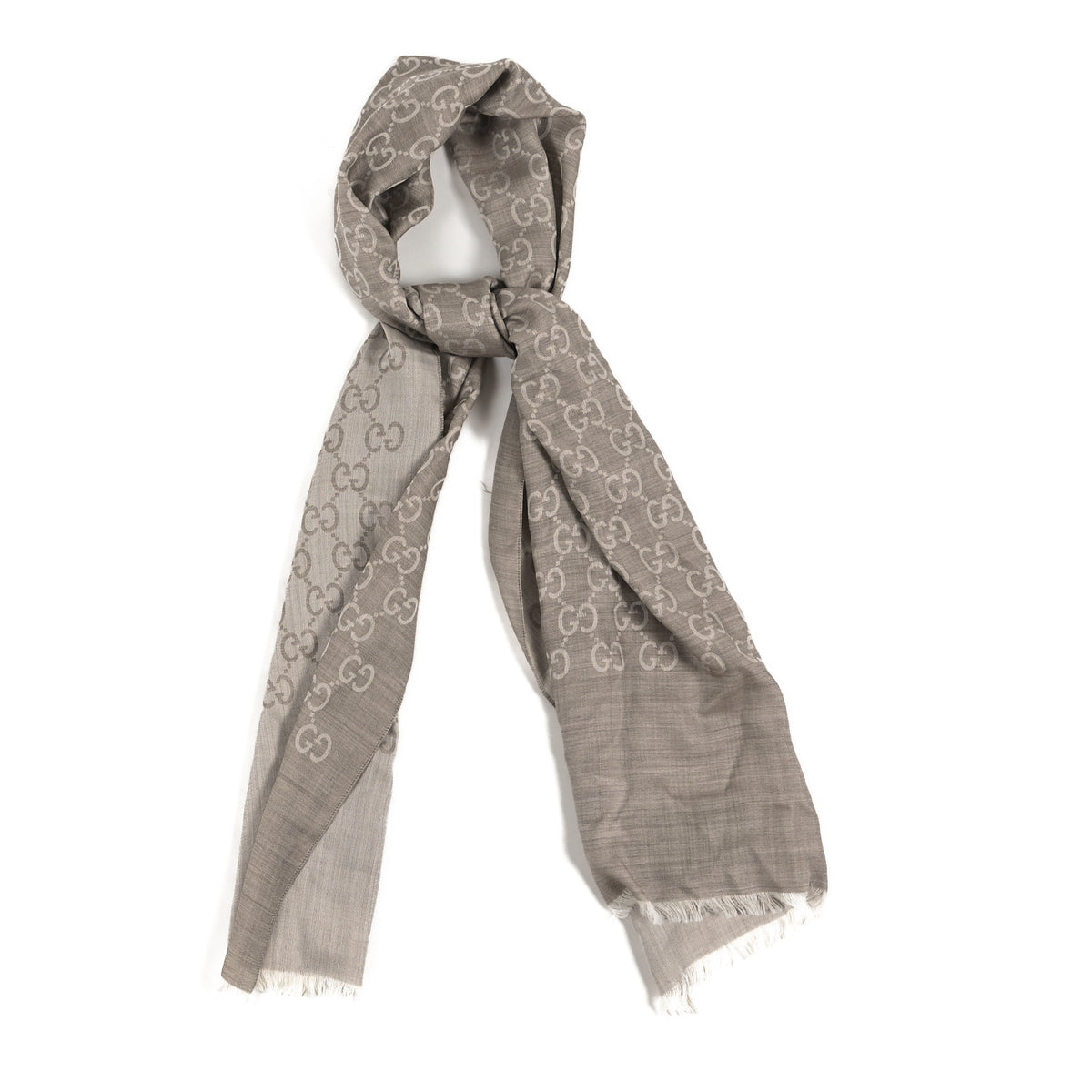 Gucci Wool Silk GG Monogram GGNat Scarf Sand 1 of 3