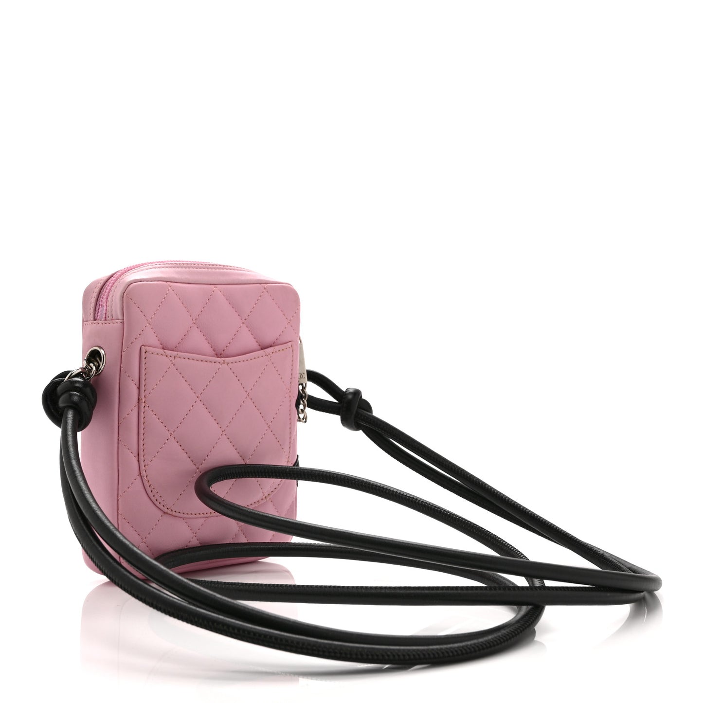 Calfskin Quilted Small Cambon Messenger Pink Black