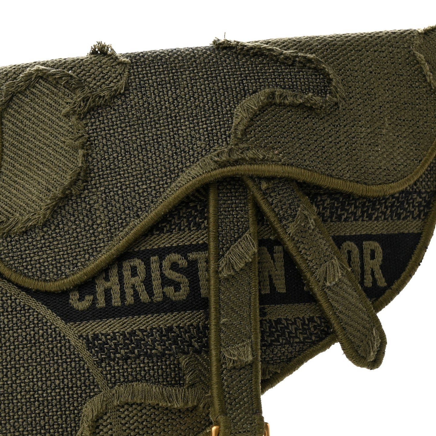 Canvas Embroidered Camouflage Saddle Belt Bag Green