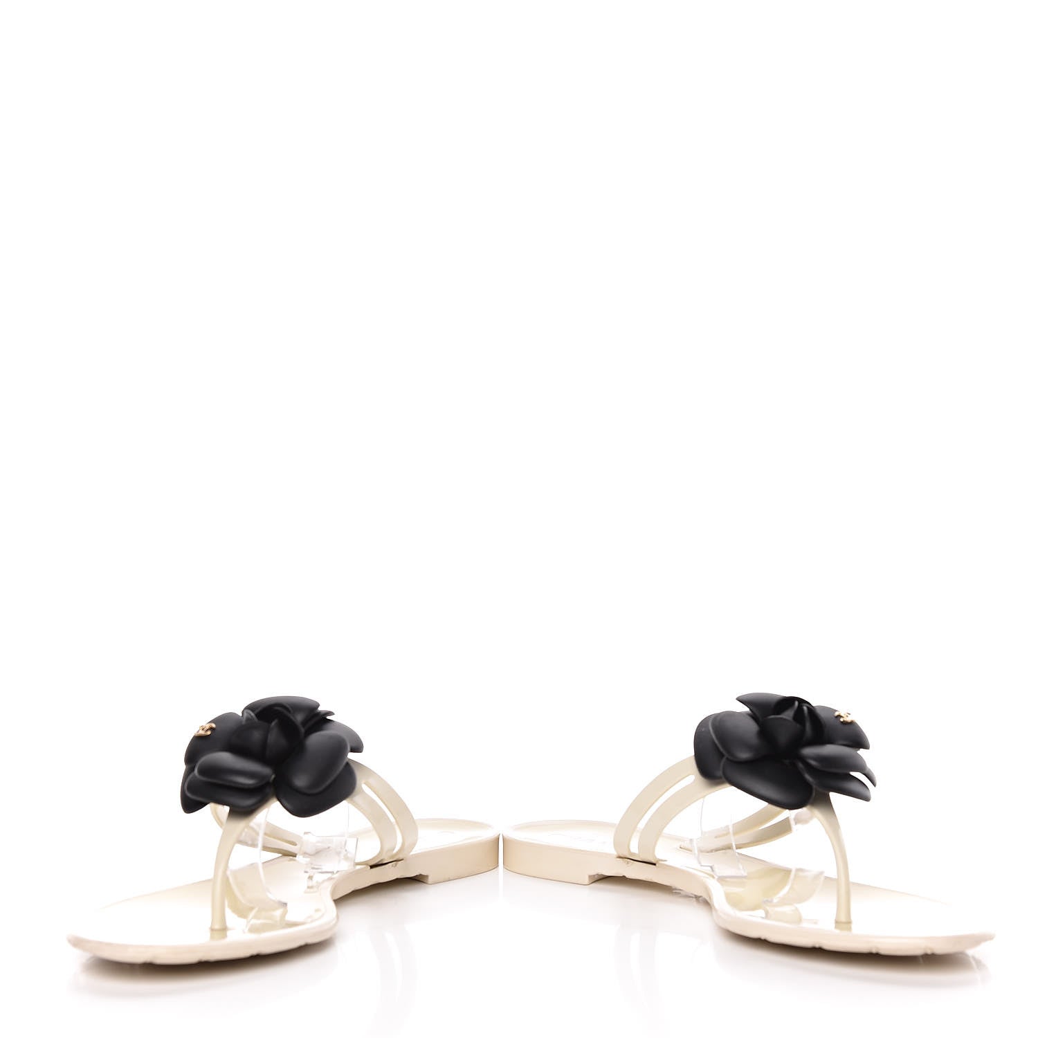 Chanel Jelly Camellia Thong Sandals 39 Ivory Black 15 of 15