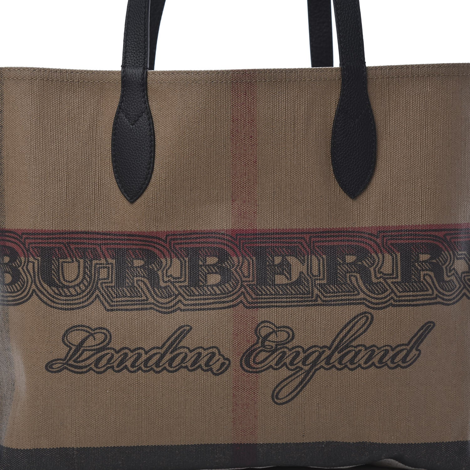 Burberry Coated Canvas Mega Check Medium Doodle Tote Black 9 of 11