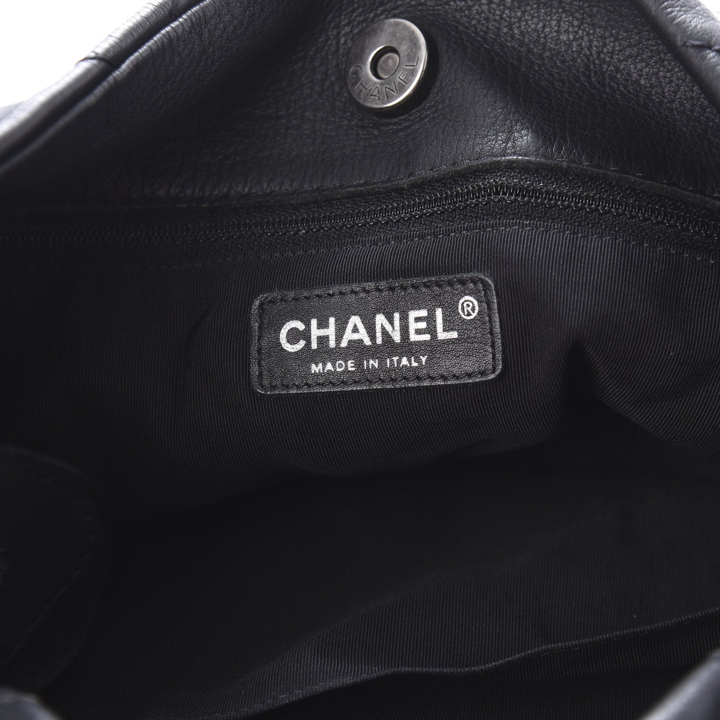Calfskin Stitched Double Zip Hobo Black