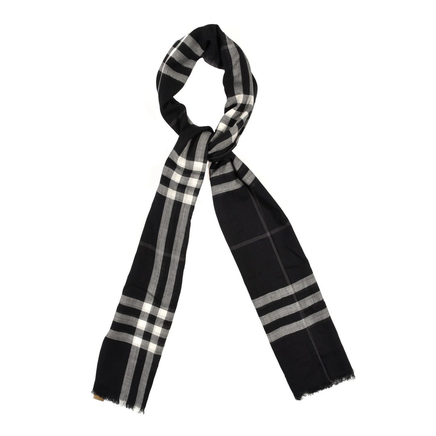 Cashmere Giant Check Lightweight Scarf Grey