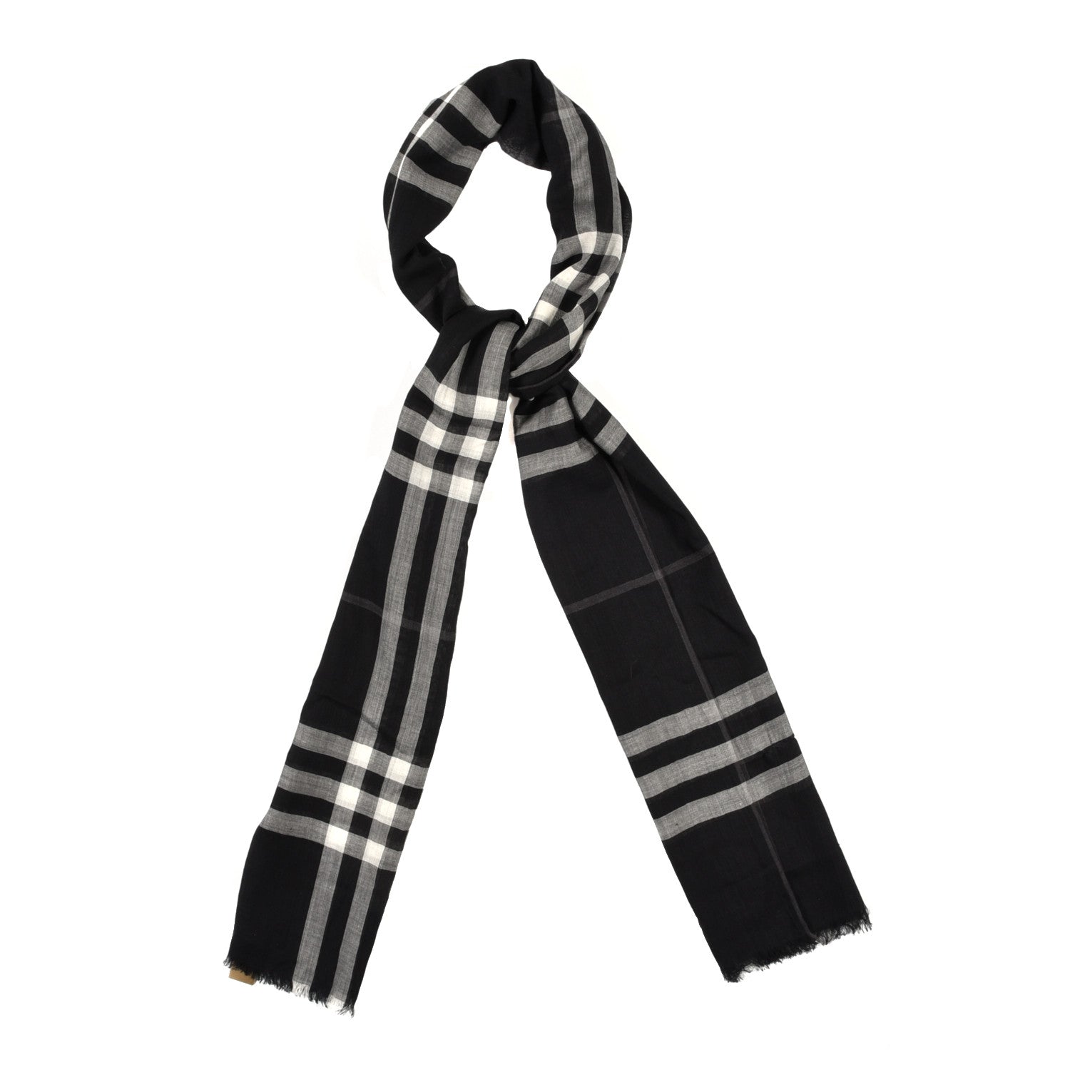 Burberry Cashmere Giant Check Lightweight Scarf Grey 1 of 4