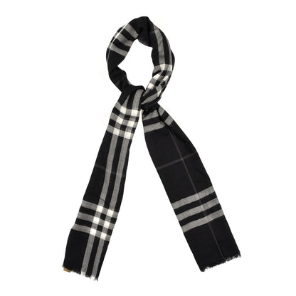 Burberry Cashmere Giant Check Lightweight Scarf Grey 1 of 4