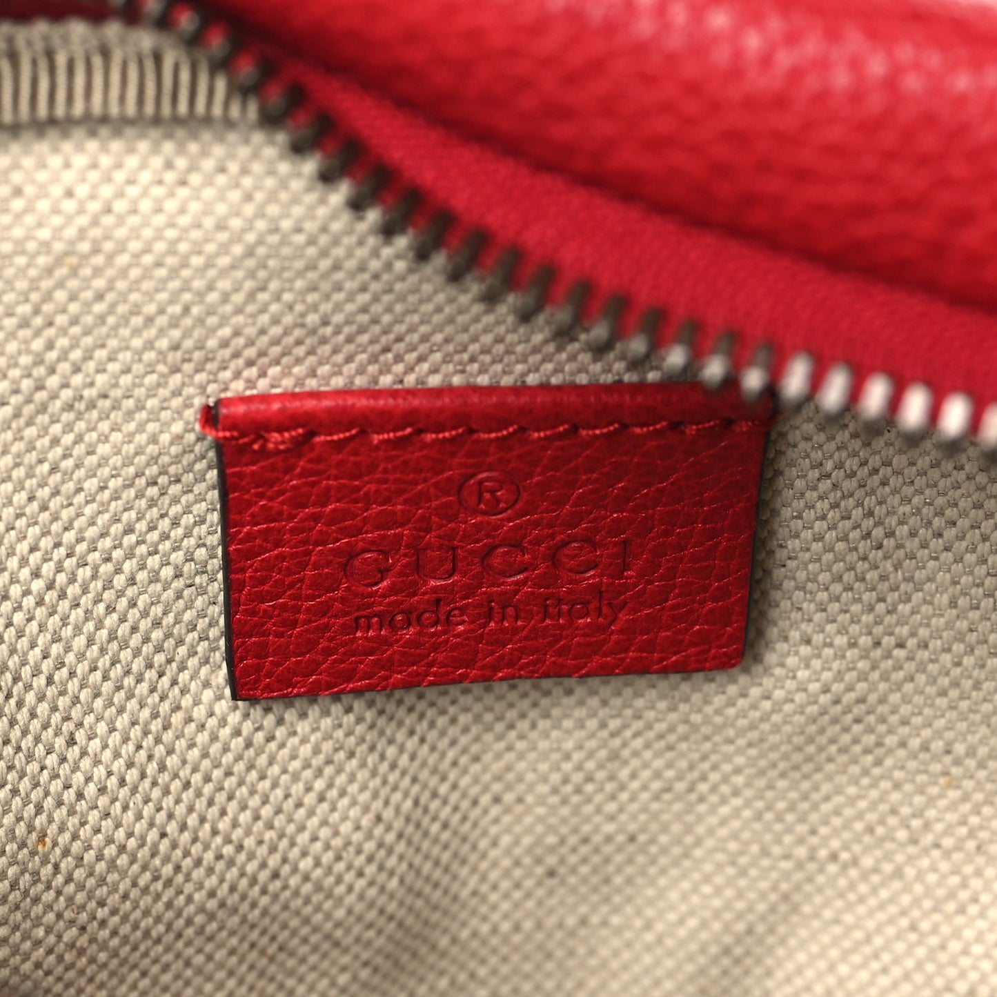 Grained Calfskin Small Logo Belt Bag Hibiscus Red