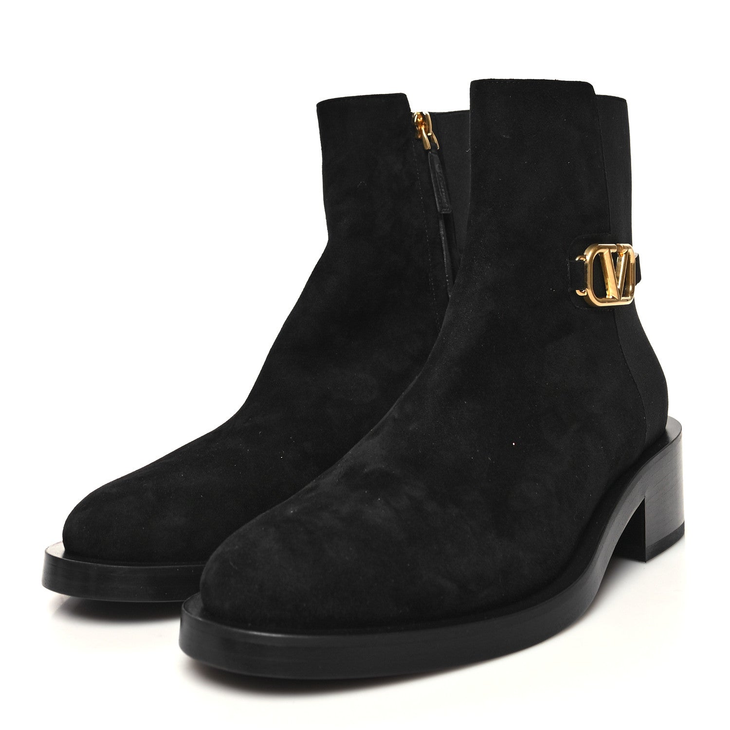 Valentino Garavani Suede VLogo 30mm Ankle Boots 39 Black 3 of 9