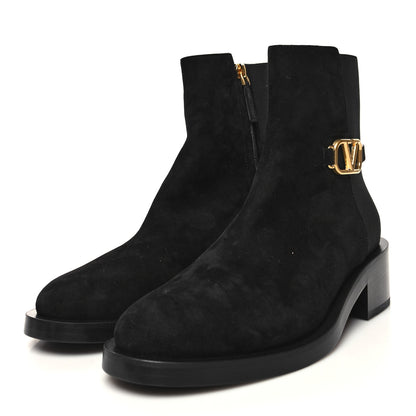 Valentino Garavani Suede VLogo 30mm Ankle Boots 39 Black 3 of 9