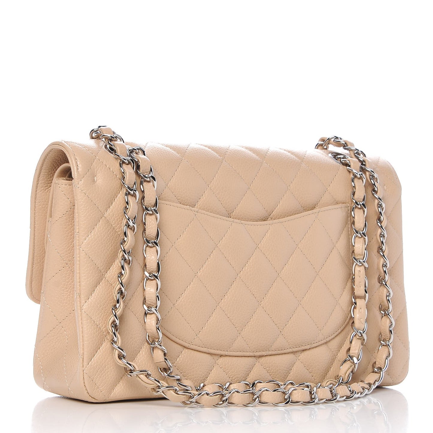 Caviar Quilted Medium Double Flap Beige Clair