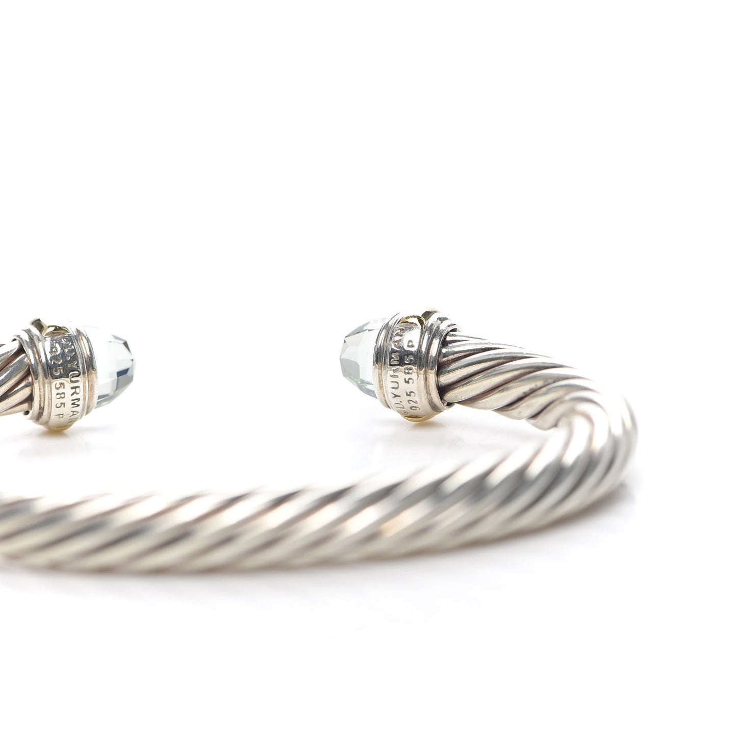 Sterling Silver 14K Yellow Gold Prasiolite 7mm Cable Classics Bracelet