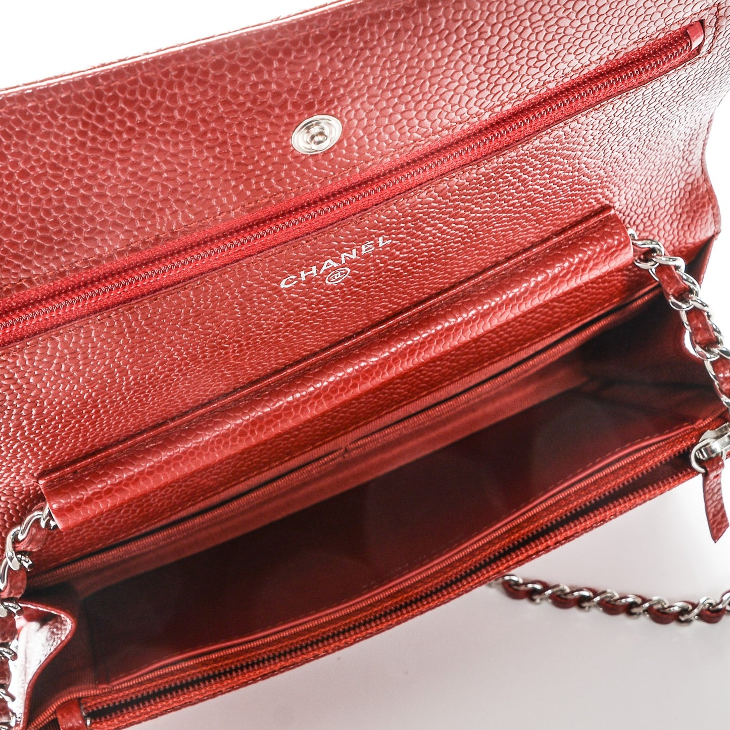 Caviar Quilted Wallet On Chain WOC Red