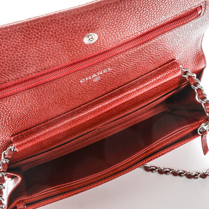Chanel Caviar Quilted Wallet On Chain WOC Red 5 of 8