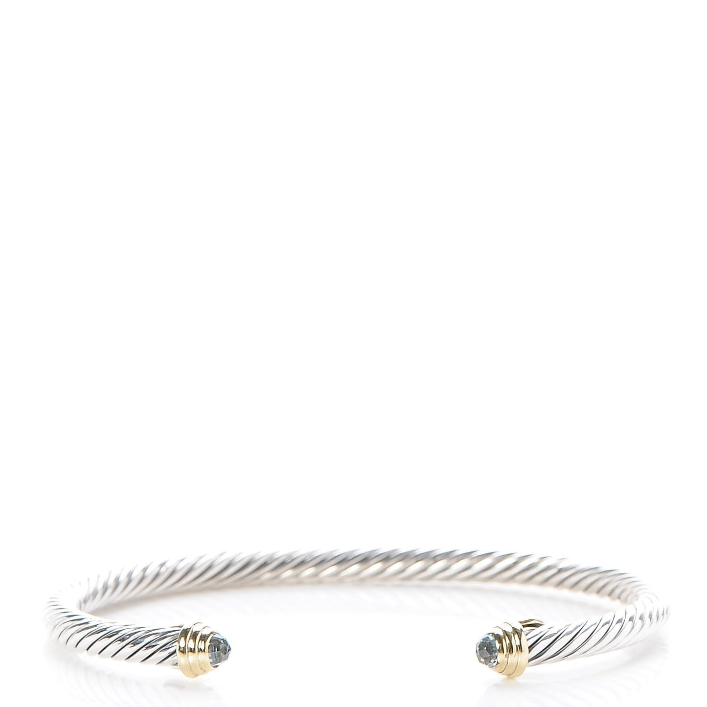 Sterling Silver 14K Yellow Gold Blue Topaz 5mm Cable Classics Petite Color Bracelet