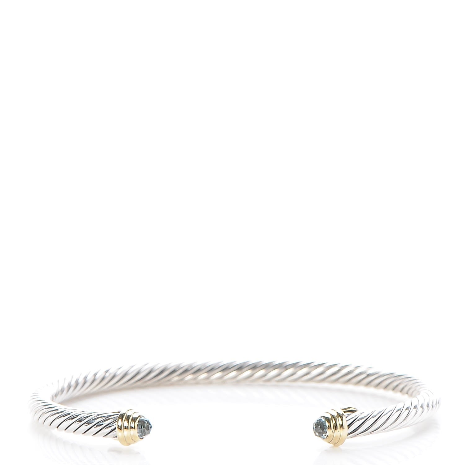David Yurman Sterling Silver 14K Yellow Gold Blue Topaz 5mm Cable Classics Petite Color Bracelet 1 of 5
