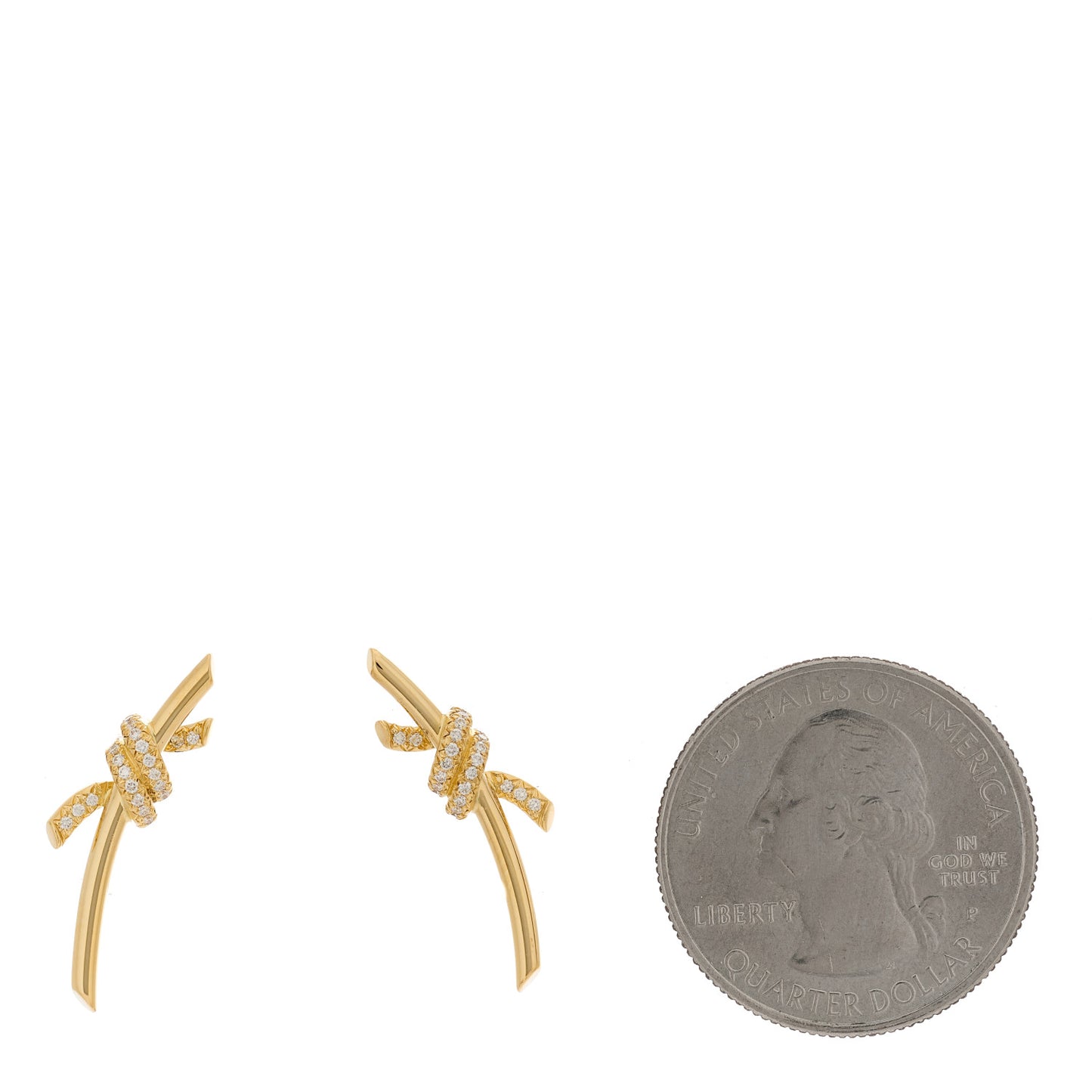 18K Yellow Gold Diamond Tiffany Knot Earrings