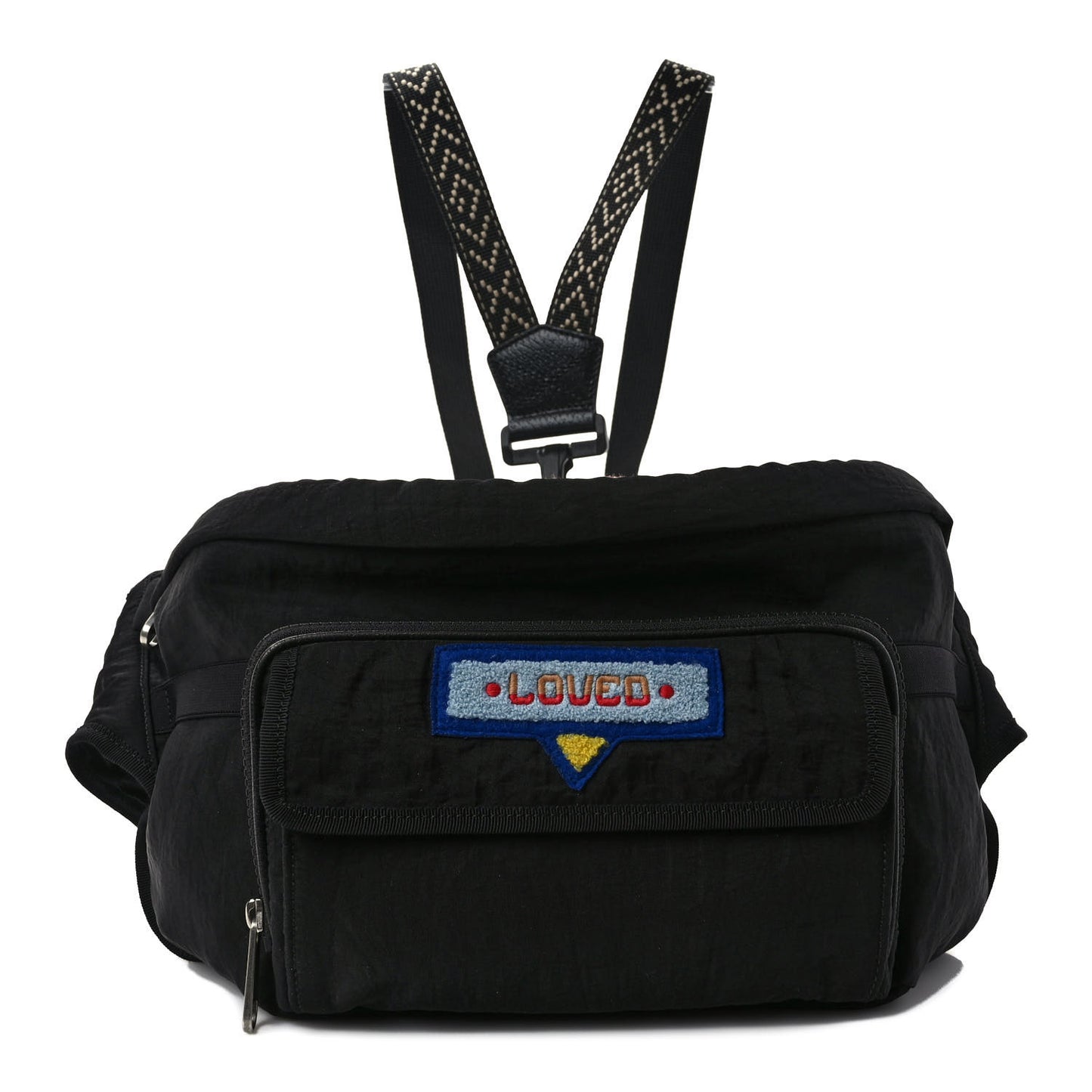 Nylon 80s Logo Patch Belt Bag Black