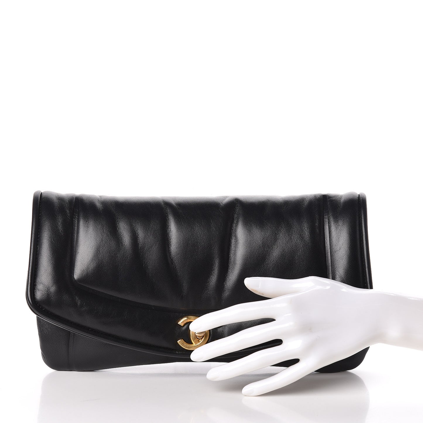 Lambskin Simply Flap Clutch Black