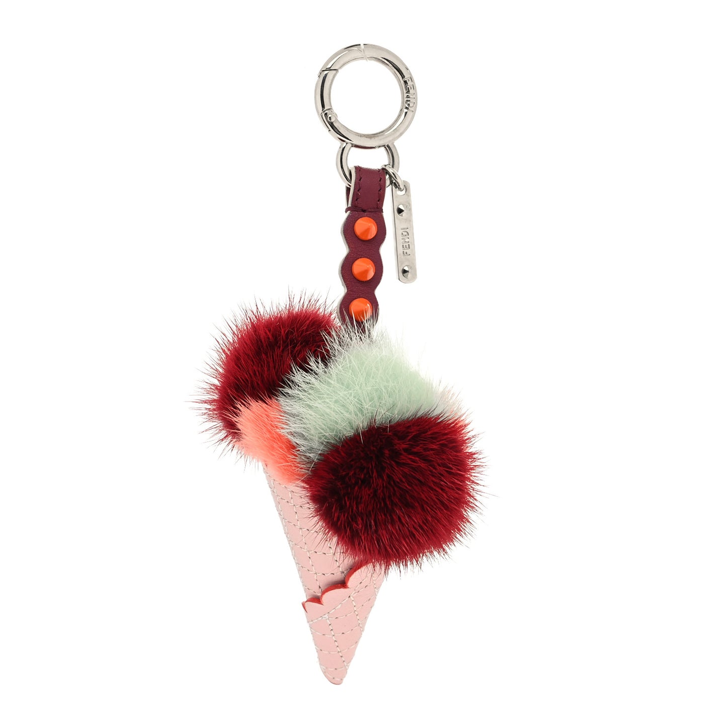 Mink Fur Calfskin Fun Fair Bag Charm Multicolor