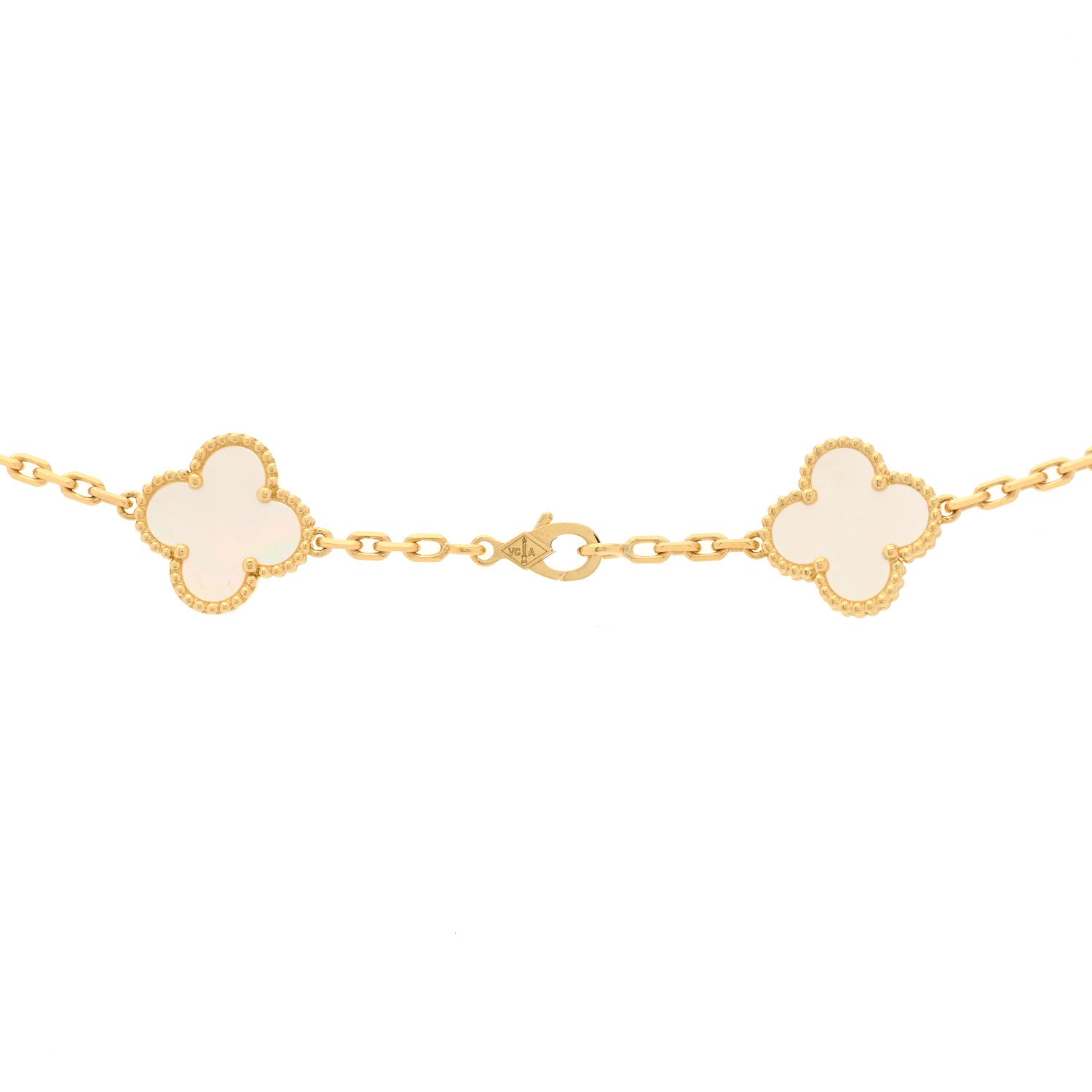Van Cleef & Arpels 18K Yellow Gold Mother of Pearl 20 Motifs Vintage Alhambra Necklace 4 of 5