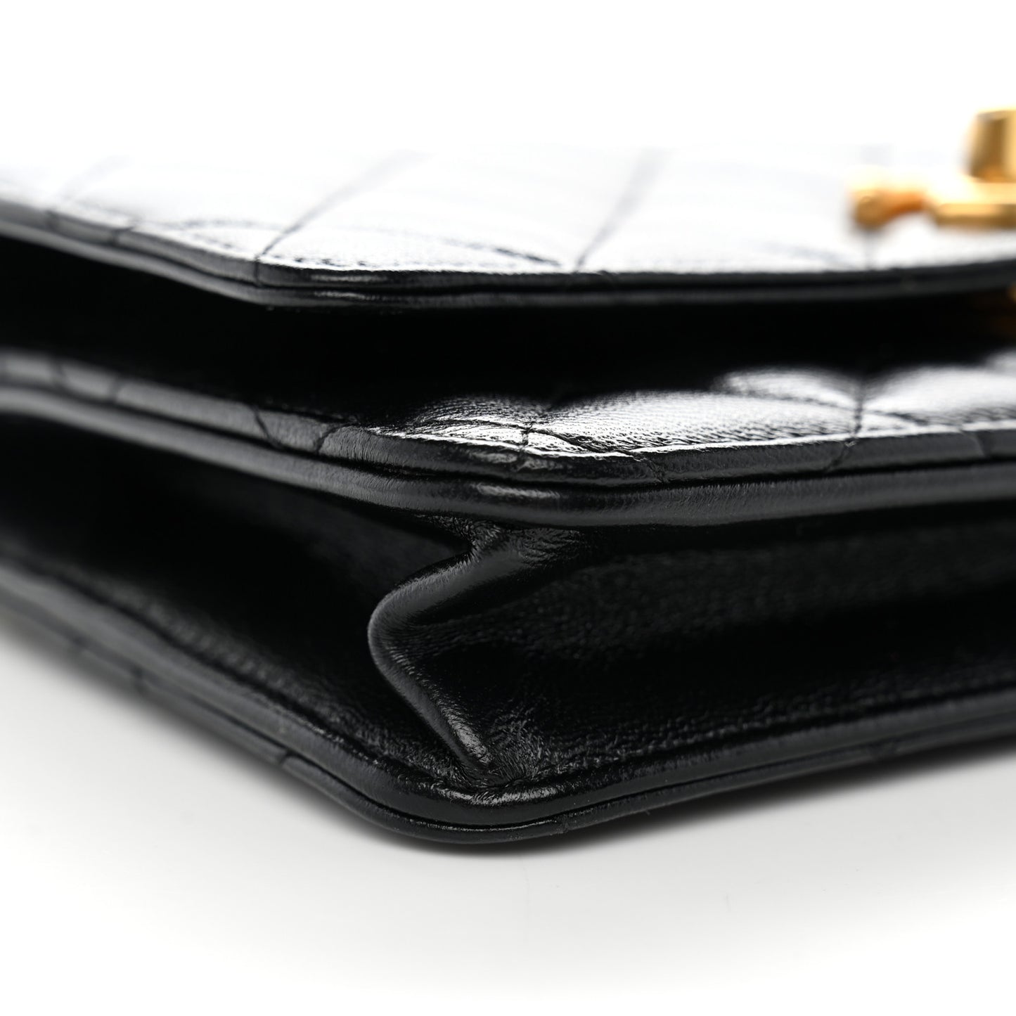 Lambskin Quilted Sweetheart Wallet On Chain WOC Black