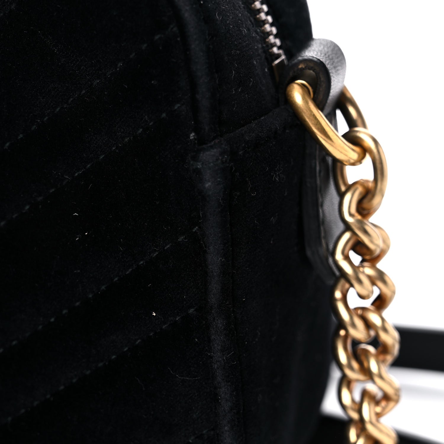 Gucci Velvet Matelasse Small GG Marmont Chain Shoulder Bag Black 14 of 15