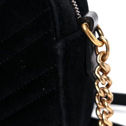 Gucci Velvet Matelasse Small GG Marmont Chain Shoulder Bag Black 14 of 15