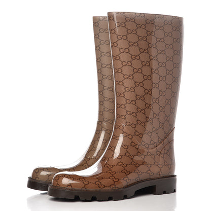 Gucci Rubber Monogram Edinburg Rain Boots 39 Transparent Cocoa 2 of 8