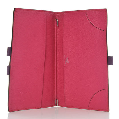 Hermes Chevre Mysore Bi Color Vision Agenda Violet Rose Shocking 5 of 9