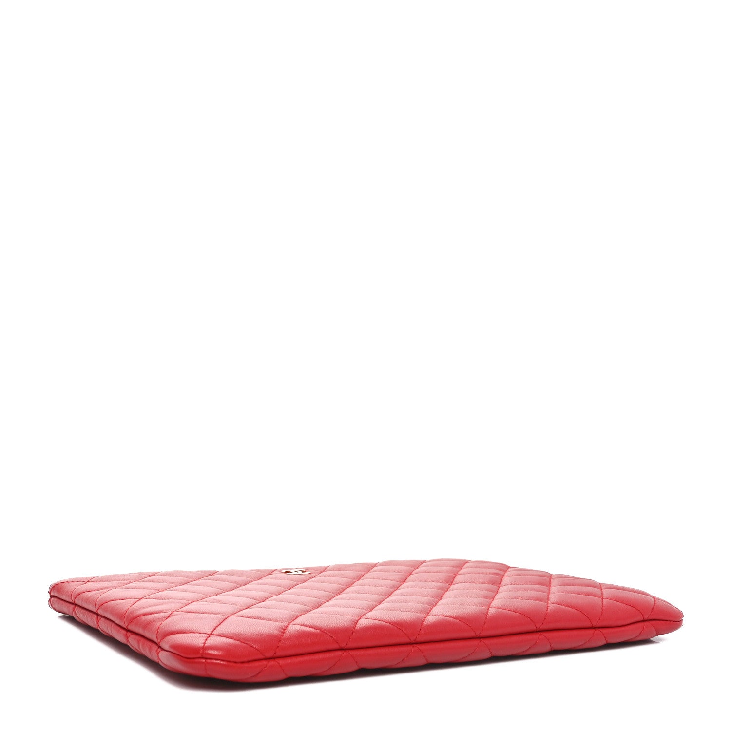 Chanel Lambskin Quilted Medium Cosmetic Case Red 4 of 9