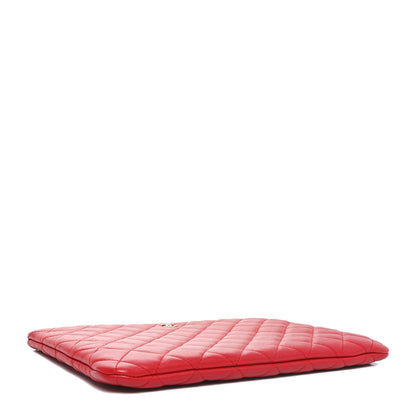 Chanel Lambskin Quilted Medium Cosmetic Case Red 4 of 9