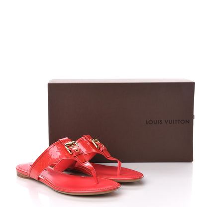 Louis Vuitton Vernis Pantheon Flat Thong Sandals 37 Grenadine 9 of 9