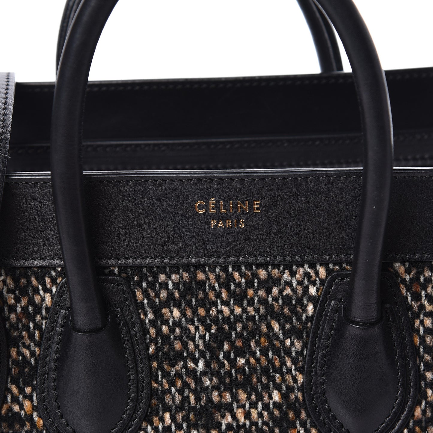 Smooth Calfskin Tweed Nano Luggage Black