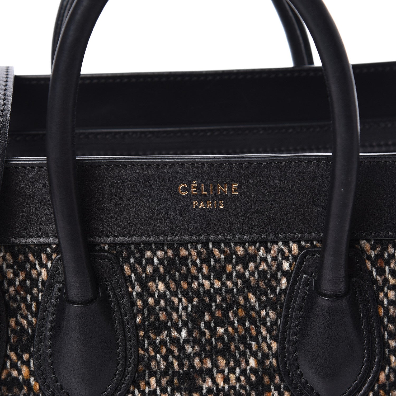Celine Smooth Calfskin Tweed Nano Luggage Black 10 of 10
