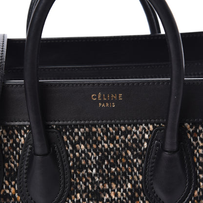 Celine Smooth Calfskin Tweed Nano Luggage Black 10 of 10