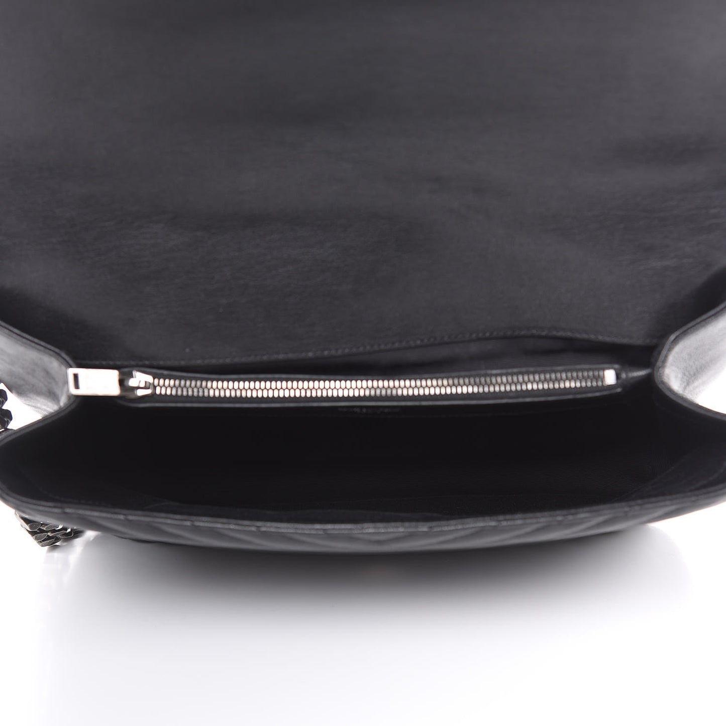Sheepskin Matelasse Chevron Monogram Large College Satchel Black