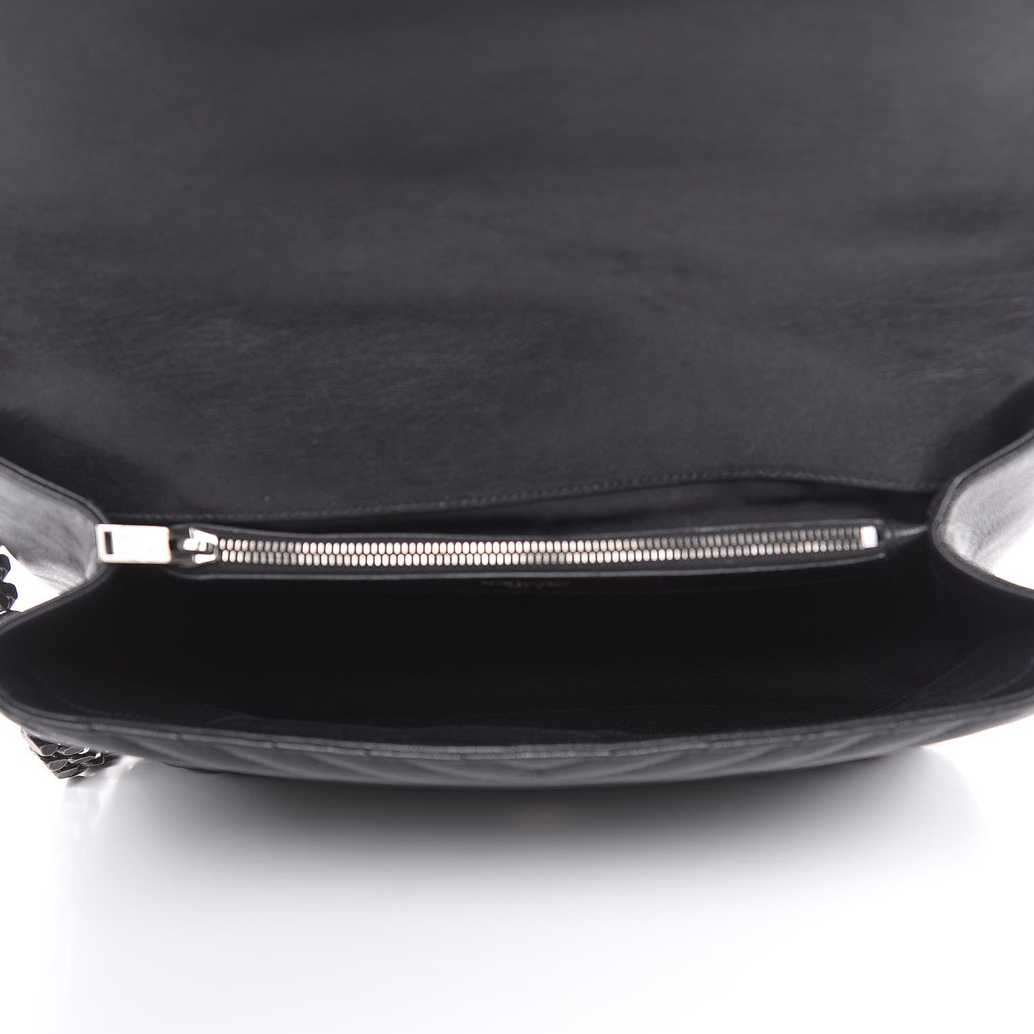 Saint Laurent Sheepskin Matelasse Chevron Monogram Large College Satchel Black 5 of 10