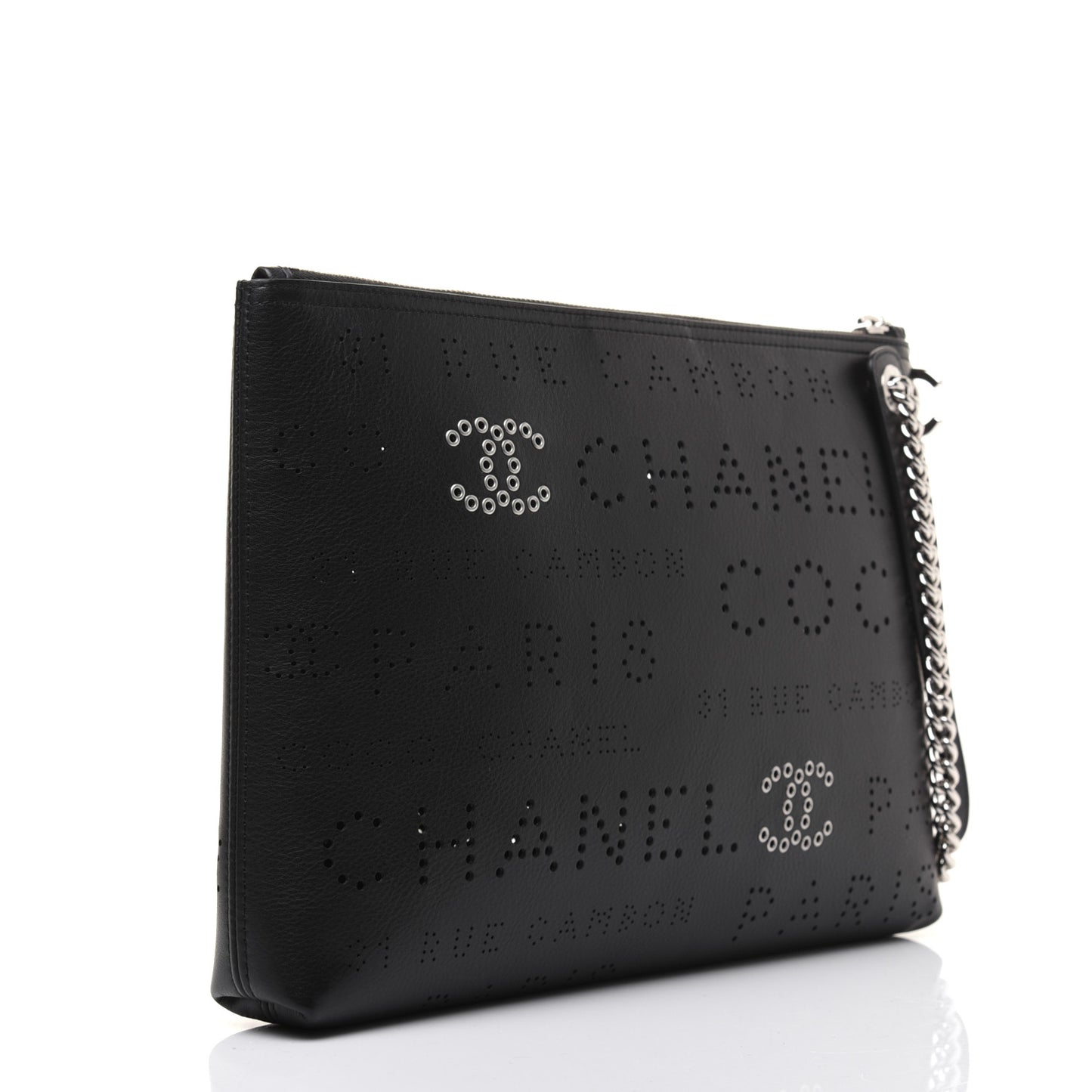 Calfskin Eyelets Clutch Black