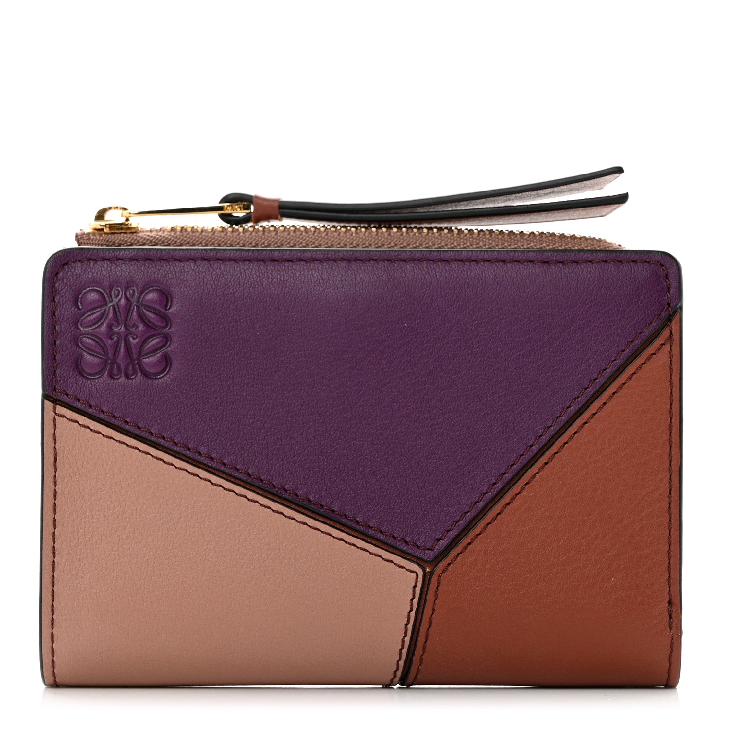 Loewe Calfskin Puzzle Zip Bi-Fold Wallet Dark Blush Dark Rust 1 of 7