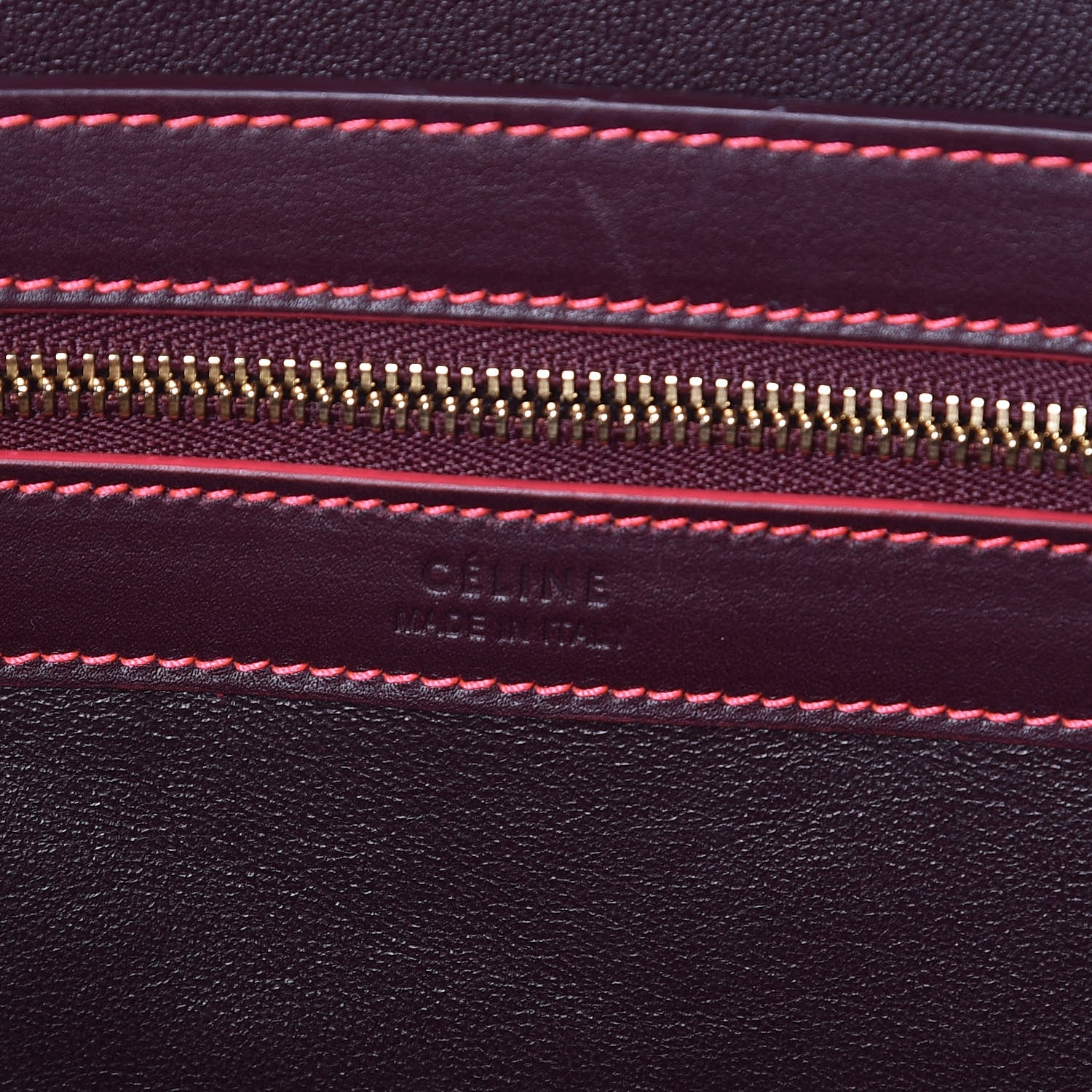 Celine Smooth Calfskin Medium Belt Cabas Phantom Burgundy Pink 8 of 9
