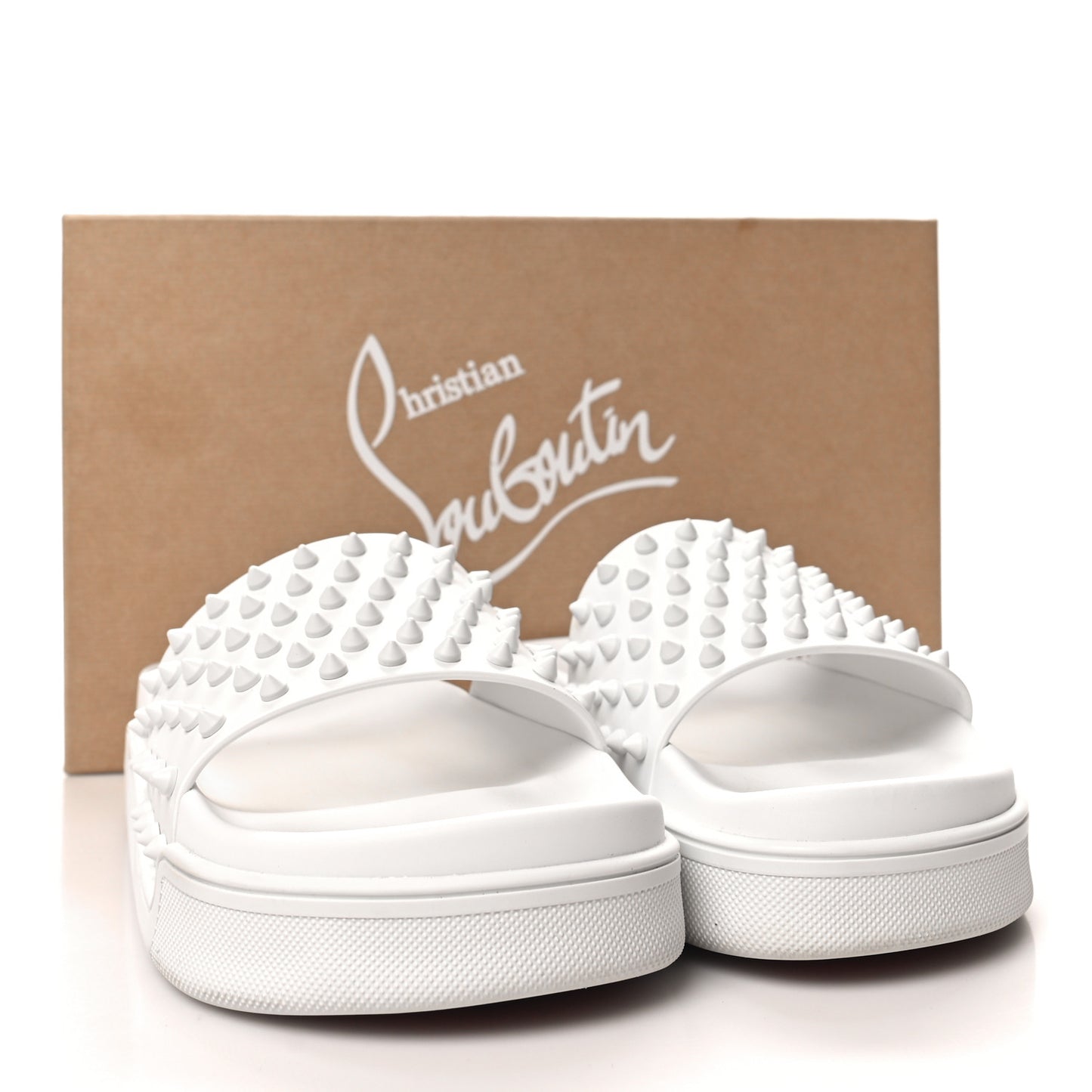 Calfskin Donna Studded Pool Fun Platform Flat Slide Sandals 39 White