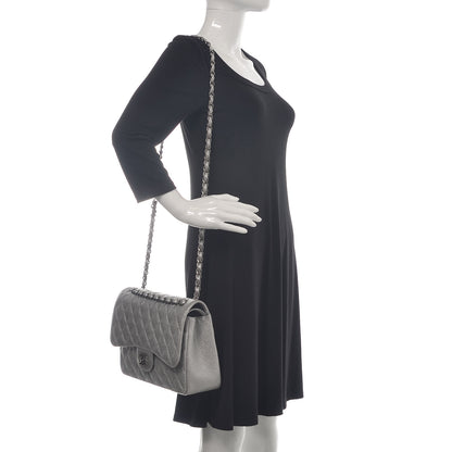 Chanel Metallic Caviar Quilted Jumbo Double Flap Silver 3 of 11