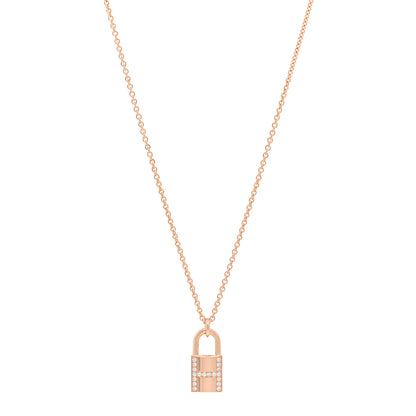 Hermes 18K Rose Gold Diamond Amulettes Cadenas Pendant Necklace 1 of 5