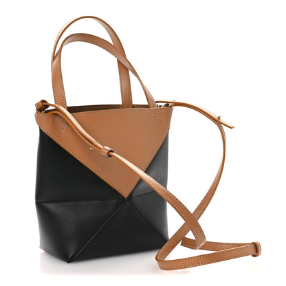Loewe Shiny Calfskin Mini Puzzle Fold Tote Warm Desert Black 3 of 12
