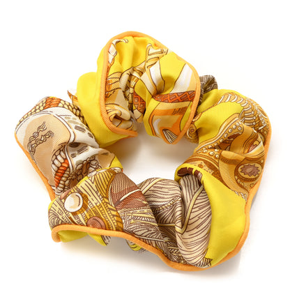 Hermes Silk Patchwork Claudia Scrunchie Multicolore Jaune 1 of 4
